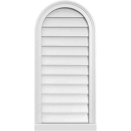 Ekena Millwork Round Top Surface Mount PVC Gable Vent w/ 2"W x 2"P Brickmould Sill Frame, 18"W x 38"H GVPRT18X3803SN
